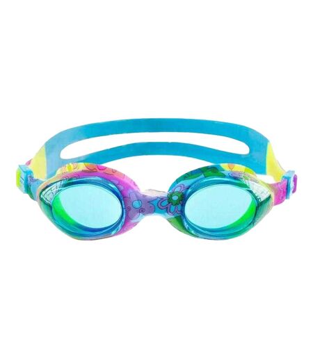 Childrens/kids Waterprint Swimming Goggles Blue Yellow Purple Aquawave