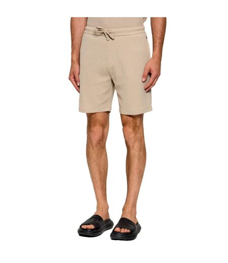 Mens Waffle Relaxed Fit Shorts Beige Boss