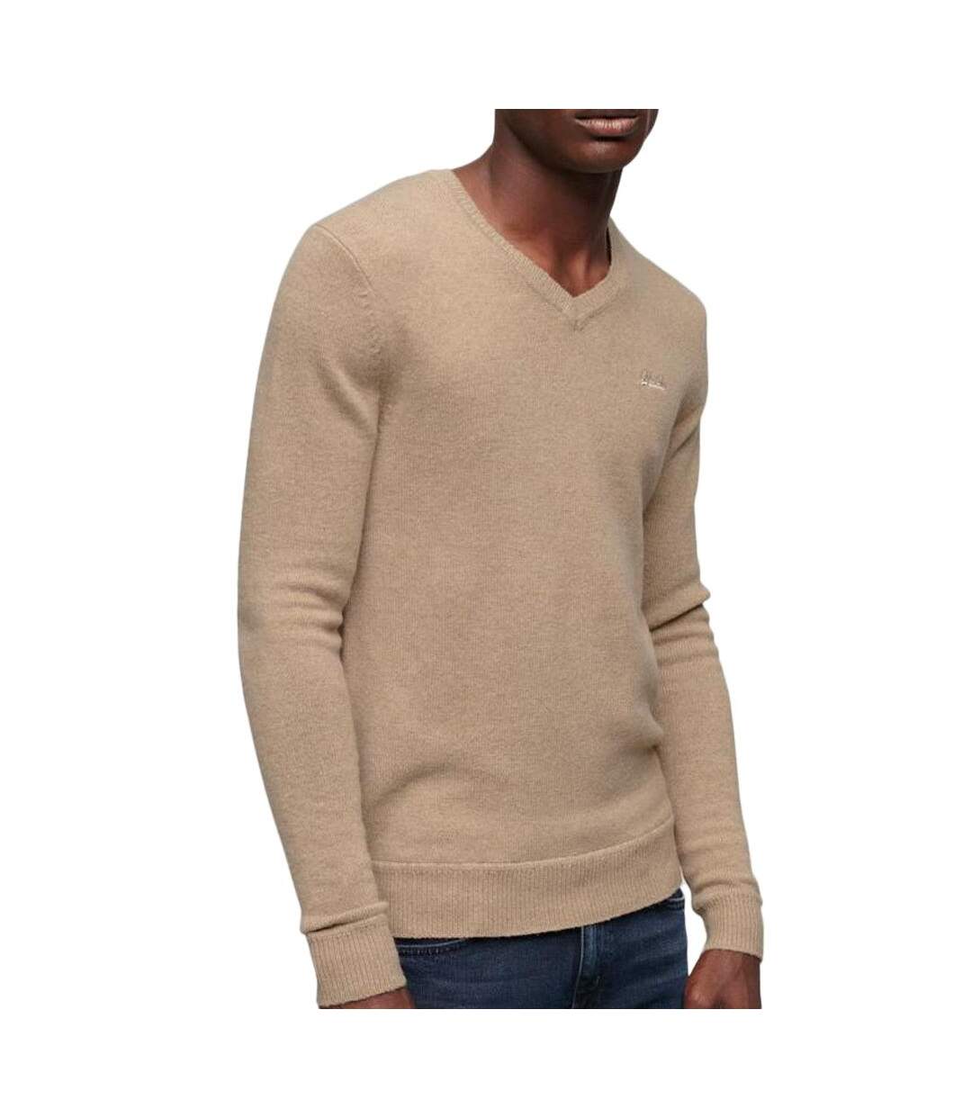 Pull Beige Homme Superdry Essential Vee Knit - 3XL