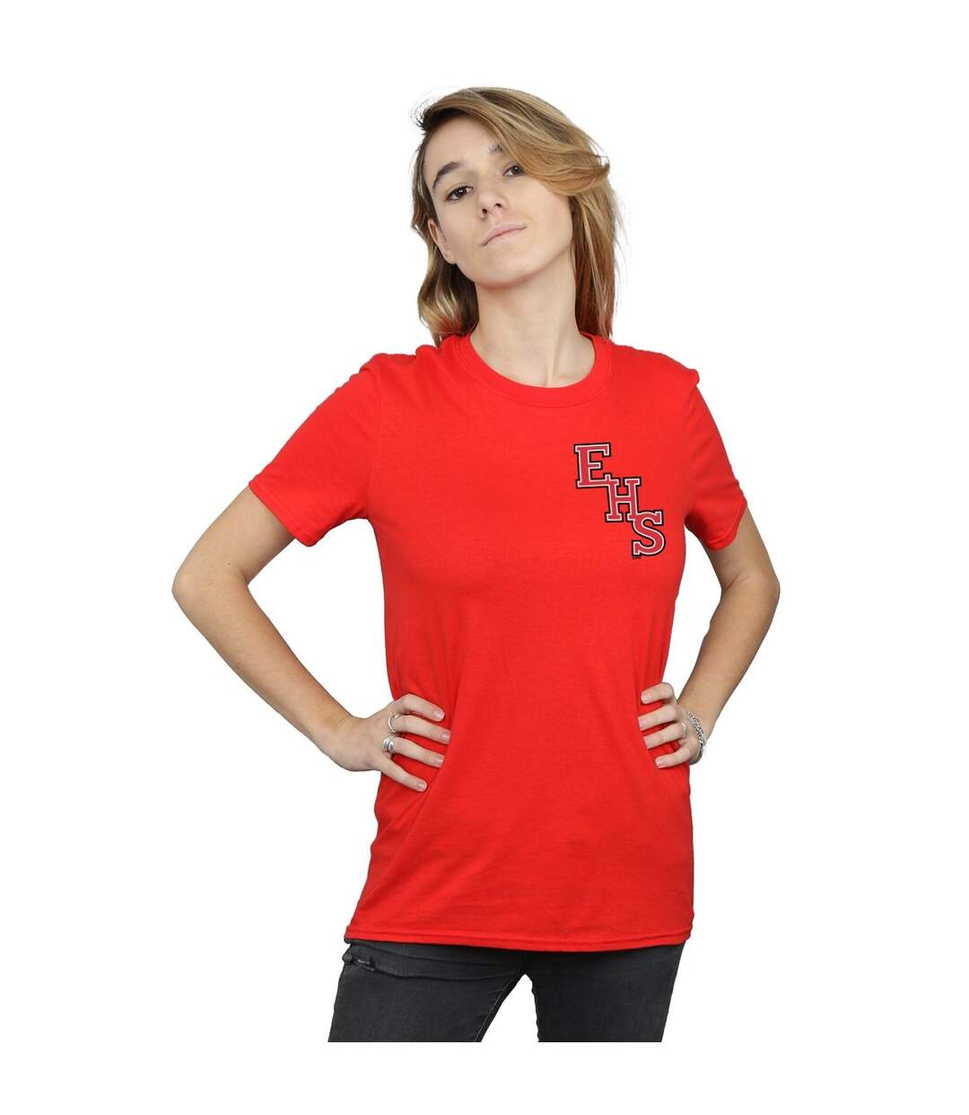 Disney Femme/Les femmes High School Musical The Musical EHS Logo Breast Print Coton Boyfriend T-Shirt (Rouge) - UTBI28236-2