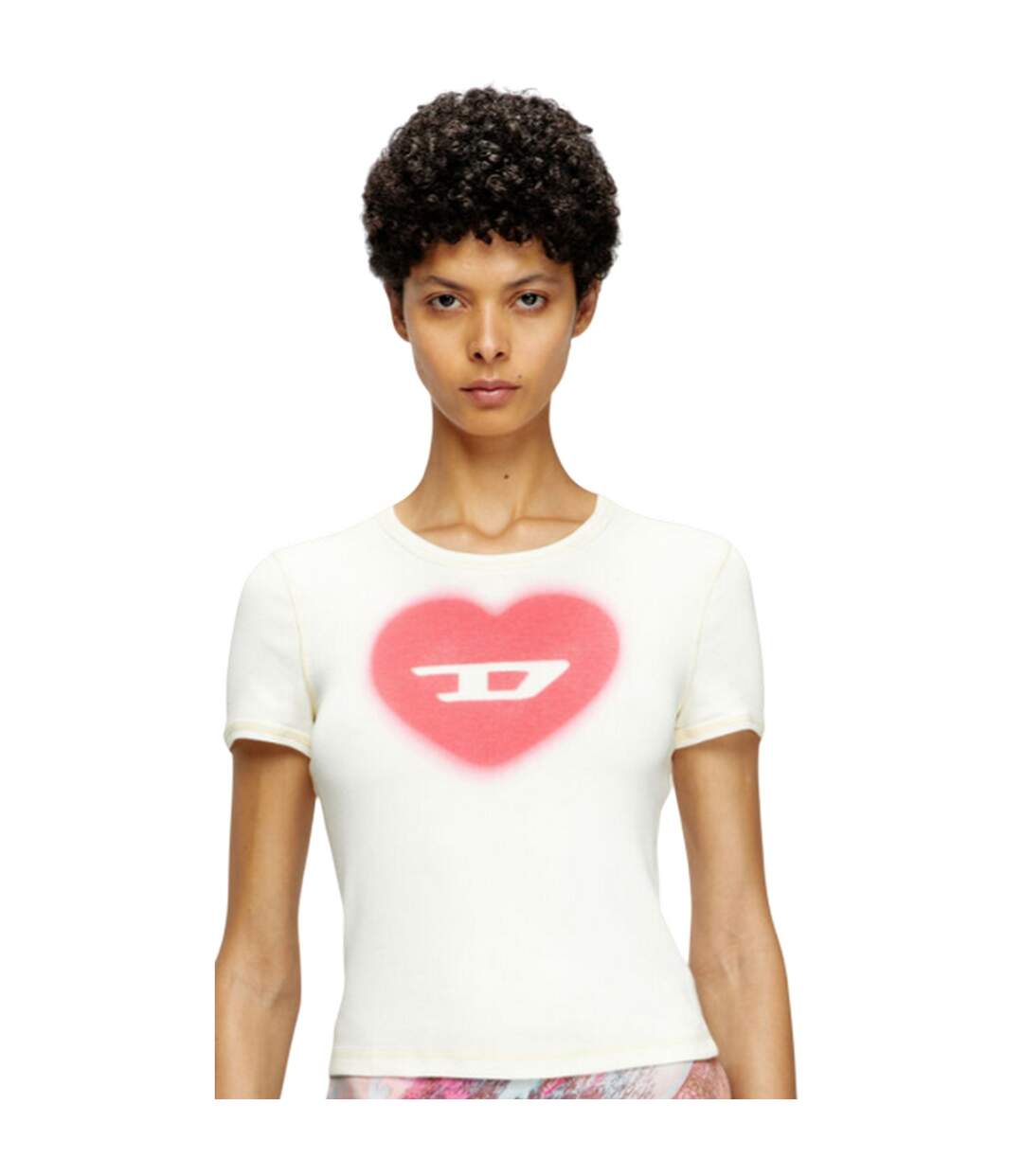 T-shirt Motif/style Cœur Femme Blanc Diesel-4