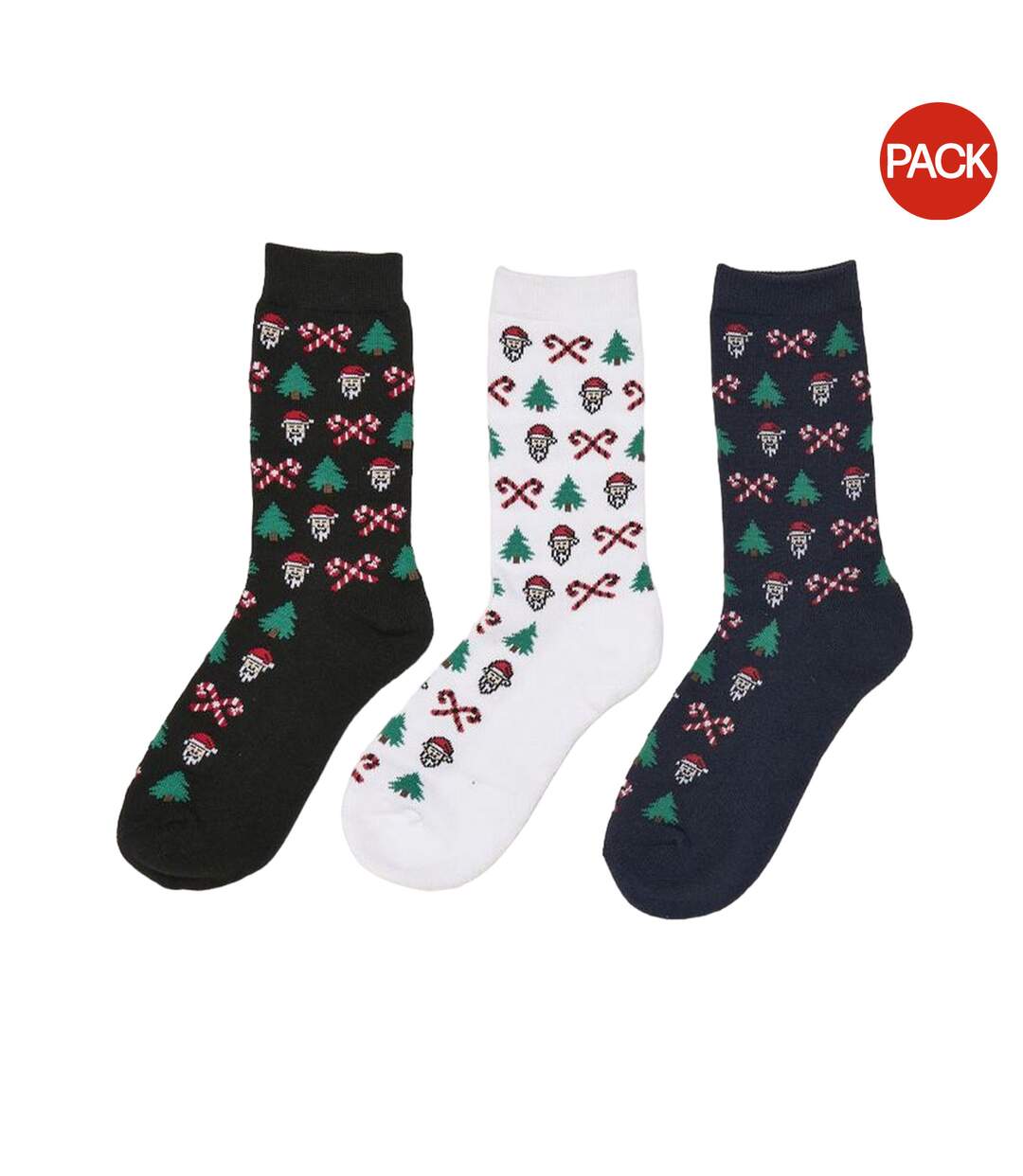 Chaussettes Noël Motif/style Père Noël Grincheux Adulte Noir Bleu Marine Blanc Urban Classics-1