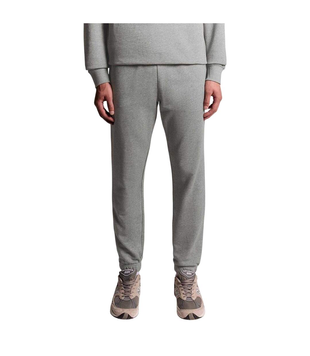 Mens Fleece Elasticated Hem Joggers Grey Marl Lyle & Scott-2