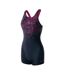 Maillot De Bain 1 Pièce Qarakuma Femme Noir Framboise Rose Vif Aquawave-4