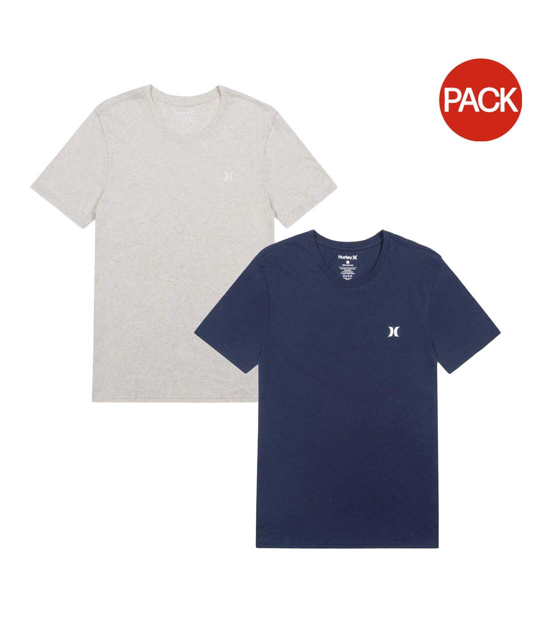 Lot De 2  T-shirts Motif/style Logo Homme Bleu Marron Clair Hurley-2