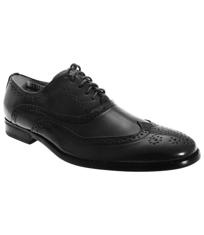 Goor Mens Leather Lace-Up Oxford Brogue Shoes (Black) - UTDF130