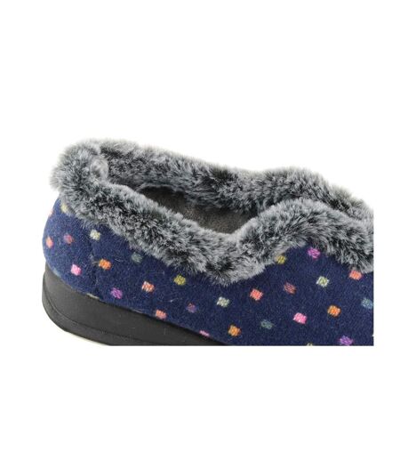 Chaussons Nancy À Col En V Et Motif À Pois Pour Femmes Bleu Marine Sleepers