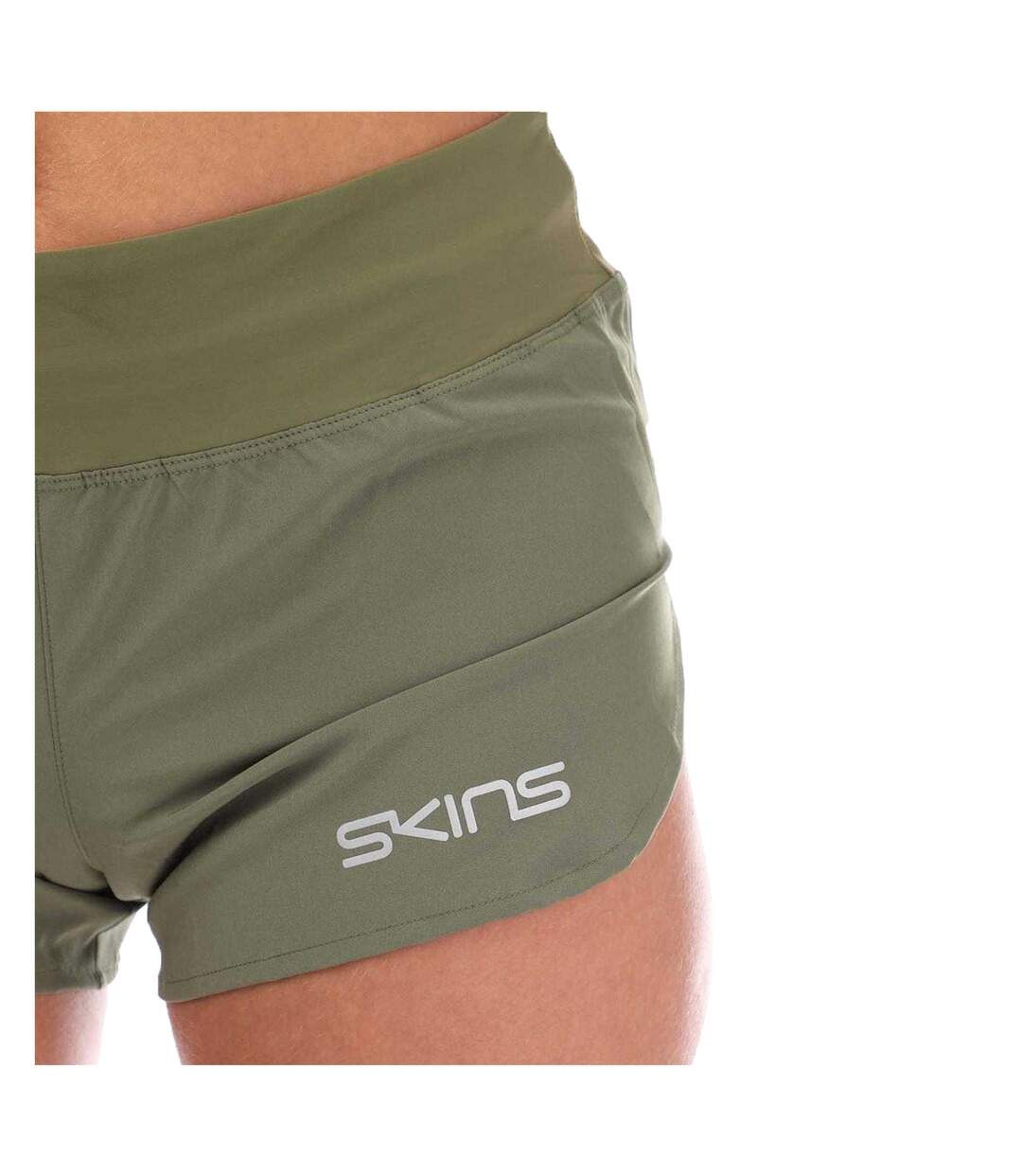 Womens/ladies Series-3 Elasticated Waist Running Shorts Khaki Skins-3