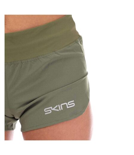 Womens/ladies Series-3 Elasticated Waist Running Shorts Khaki Skins
