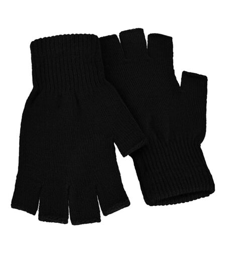 FLOSO Mens Winter Fingerless Gloves (Black)