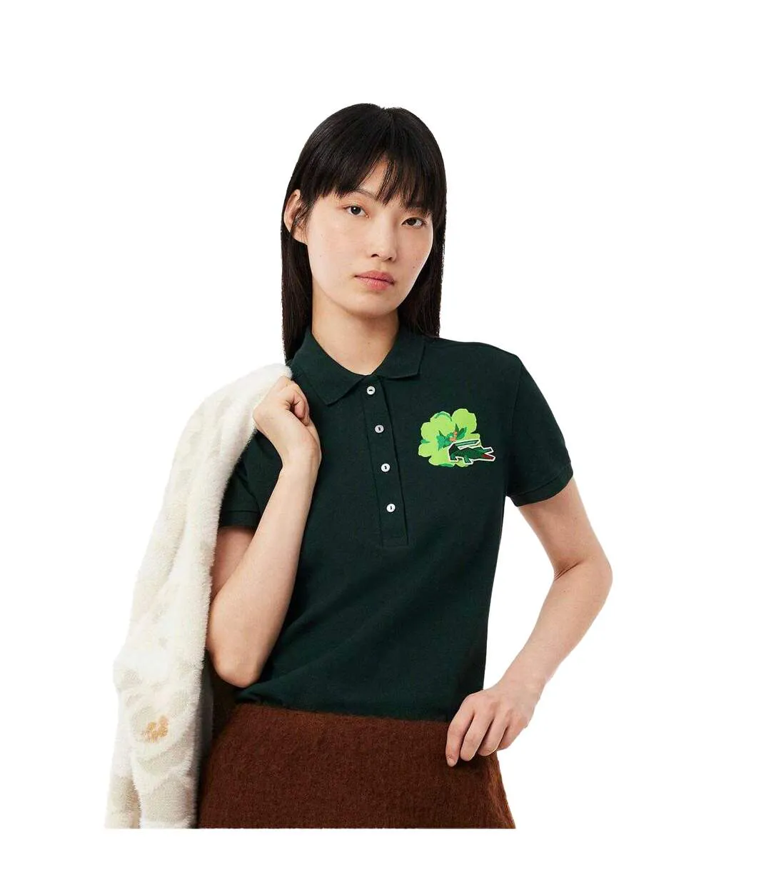 Womens/ladies L.12.d Mini Pique Stretch Slim Polo Shirt Green Lacoste-1
