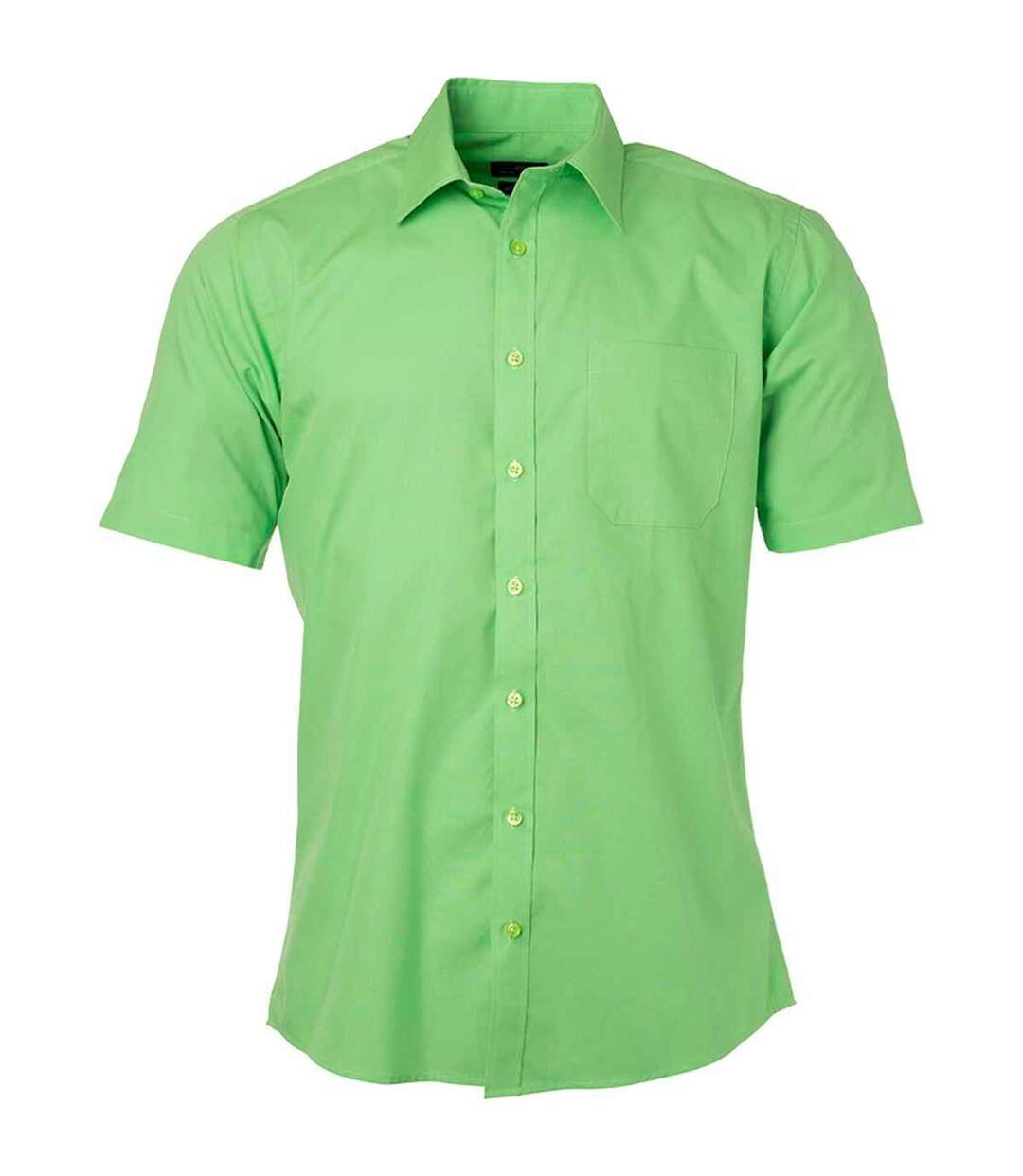 chemise popeline manches courtes - JN680 - homme - vert citron-1