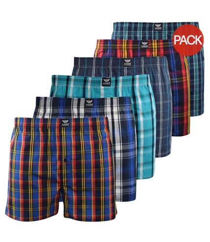 Pack of 6  Mens hexster checked woven boxer shorts  multicoloured Kandor