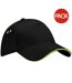 Lot de 2  Casquette adulte unisexe noir/vert citron Beechfield-1