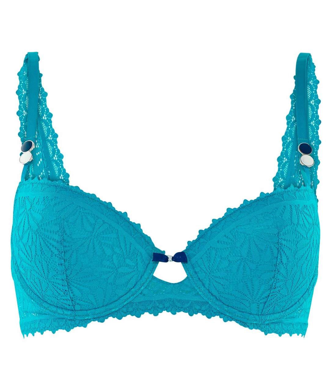 Soutien-gorge ampliforme coque moulée turquoise Check-In-1