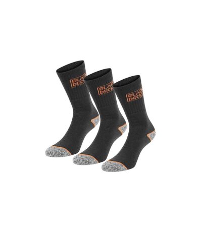 BLACK & DECKER Lot de 3 paires de Chaussettes Homme Microcoton TEK2 Noir