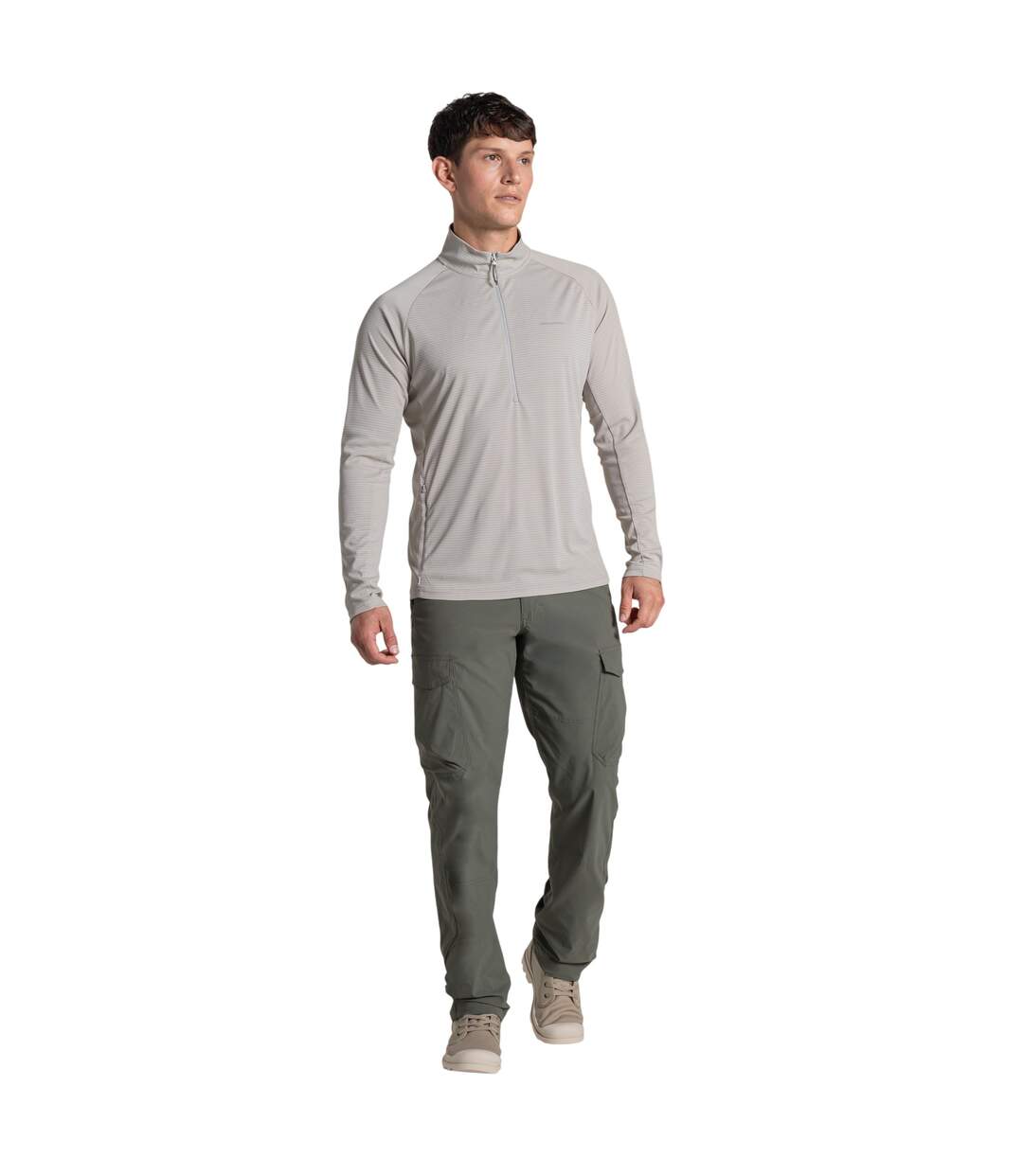 Sweat Uni À Col Montant Zippé Homme Beige Craghoppers-4