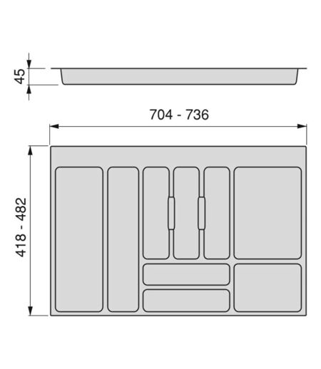 Range-couvert pour tiroir Optima Universal Pour tiroir de 80 cm