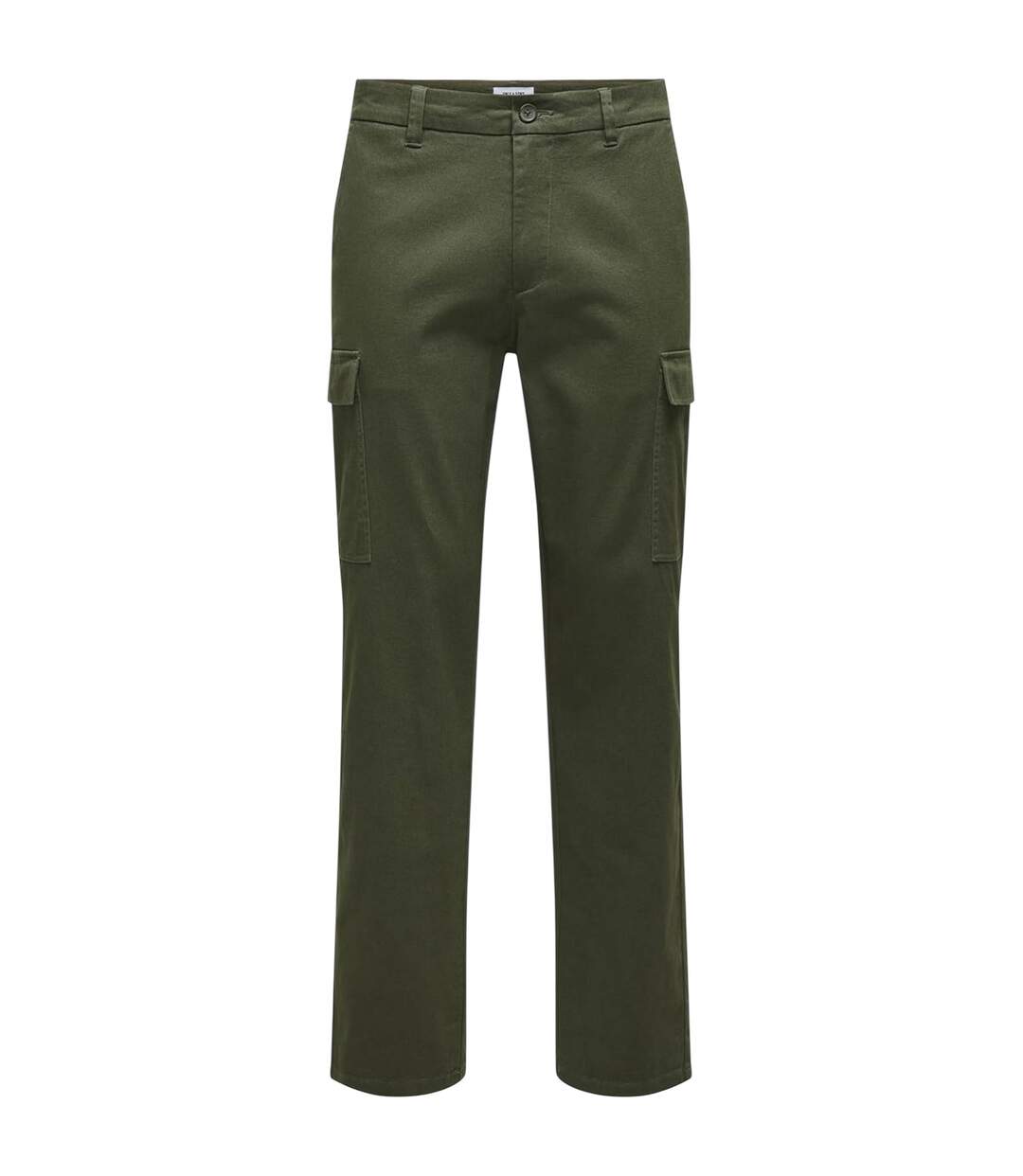 Mens Plain Straight Cargo Trousers Olive Night Only-3