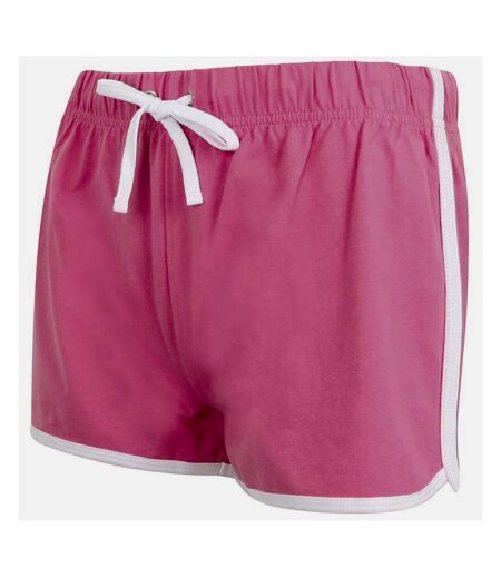Skinni Fit Womens/Ladies Retro Training / Fitness Sports Shorts (Bright Pink/ White) - UTRW2838