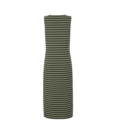 Robe Mi-longue Sans Manches Motif/style Rayures Contrastées Amorie Femme Kaki Foncé Beige Clair À Rayures Regatta