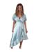Womens/ladies Satin Short-sleeved Midi Dress Duck Egg AX Paris-4
