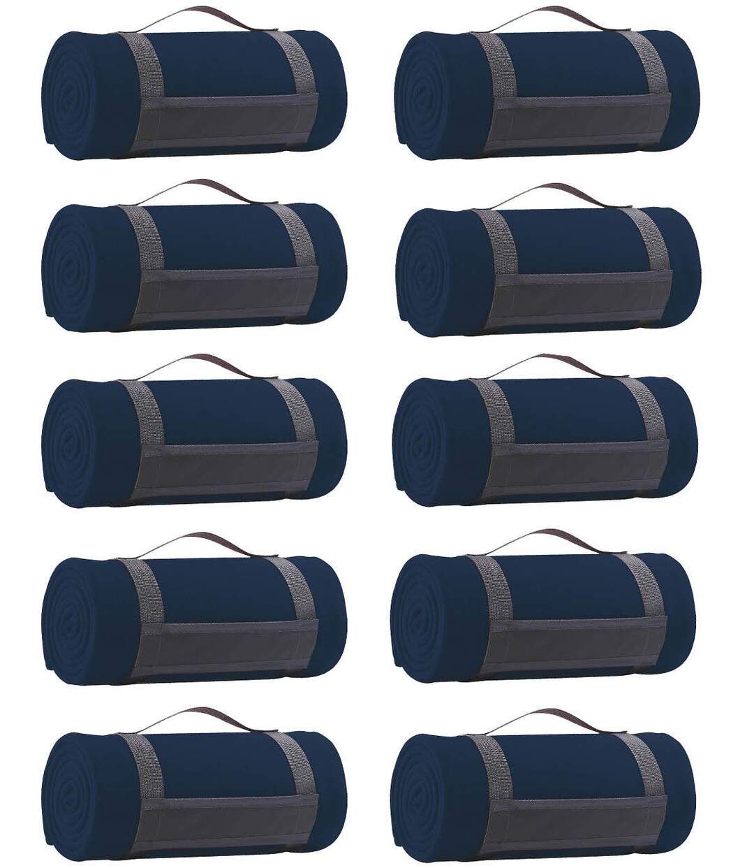 Lot 10 plaids couvertures polaires - bleu marine - 150x120 cm-2