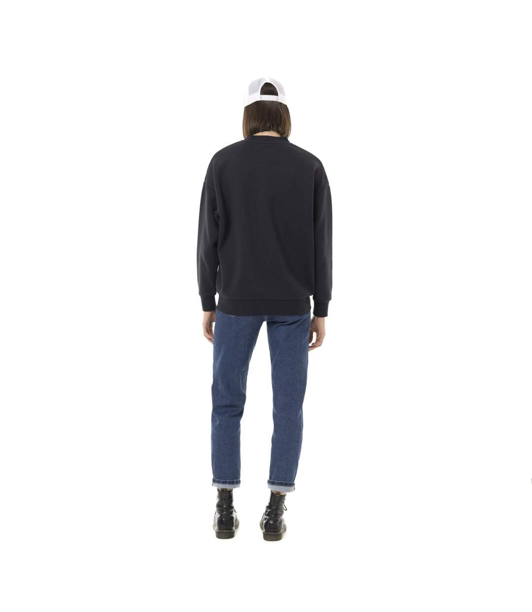 Sweat femme uni avec cold rond et patch Vondutch-5