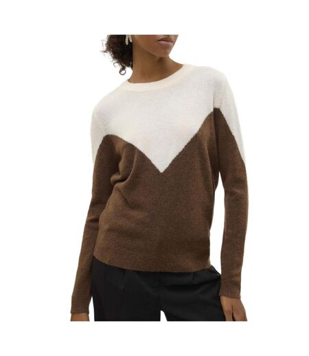 Pull marron/blanc femme vero moda plaza