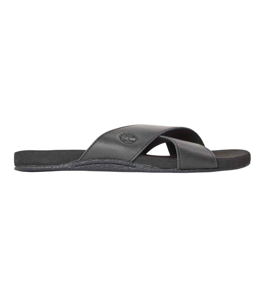 Mens Seaton Bay Cross Strap Leather Slides Jet Black Timberland-1