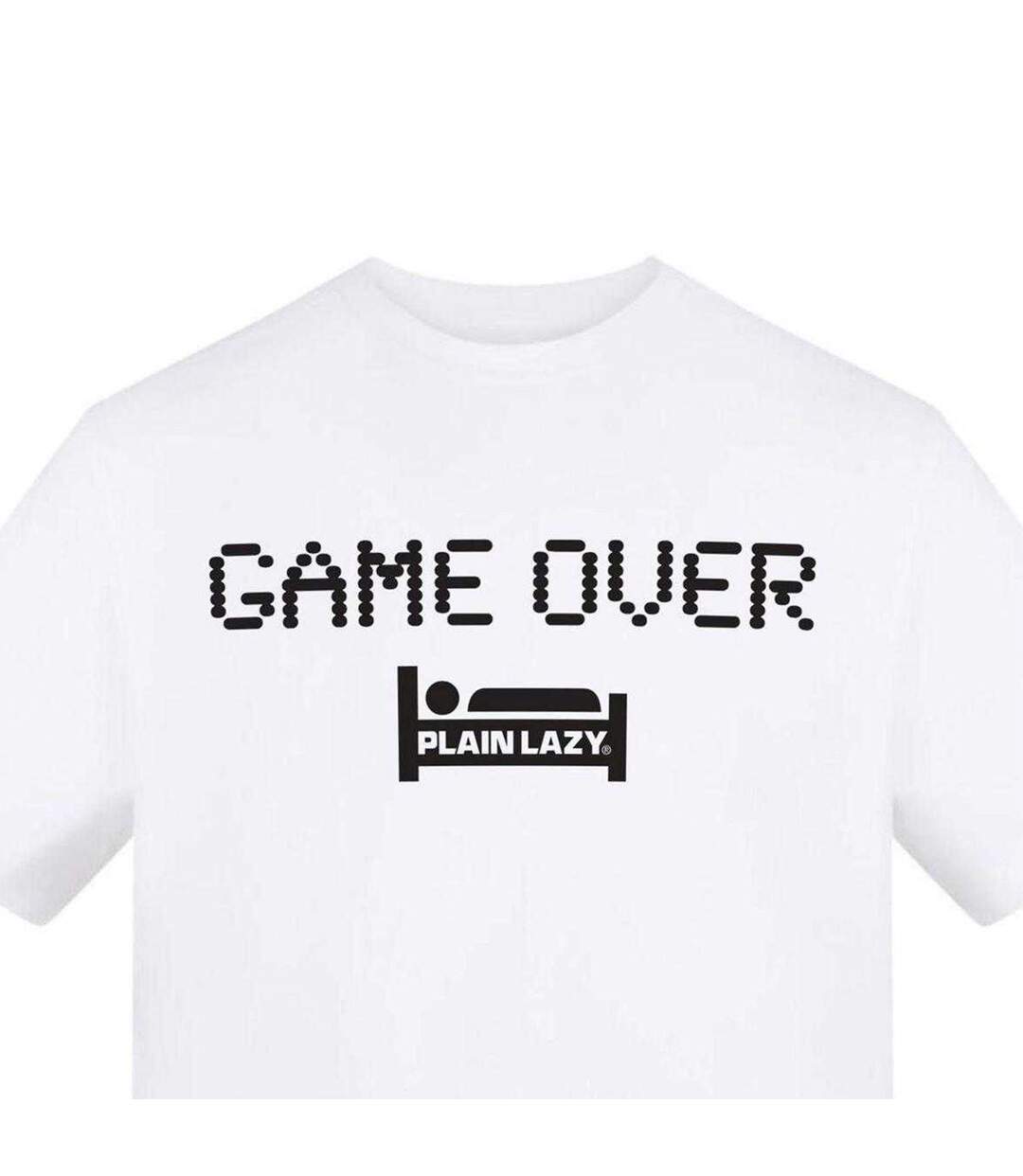T-shirt Motif/style Imprimé Graphique Game Over Homme Blanc Plain Lazy-3