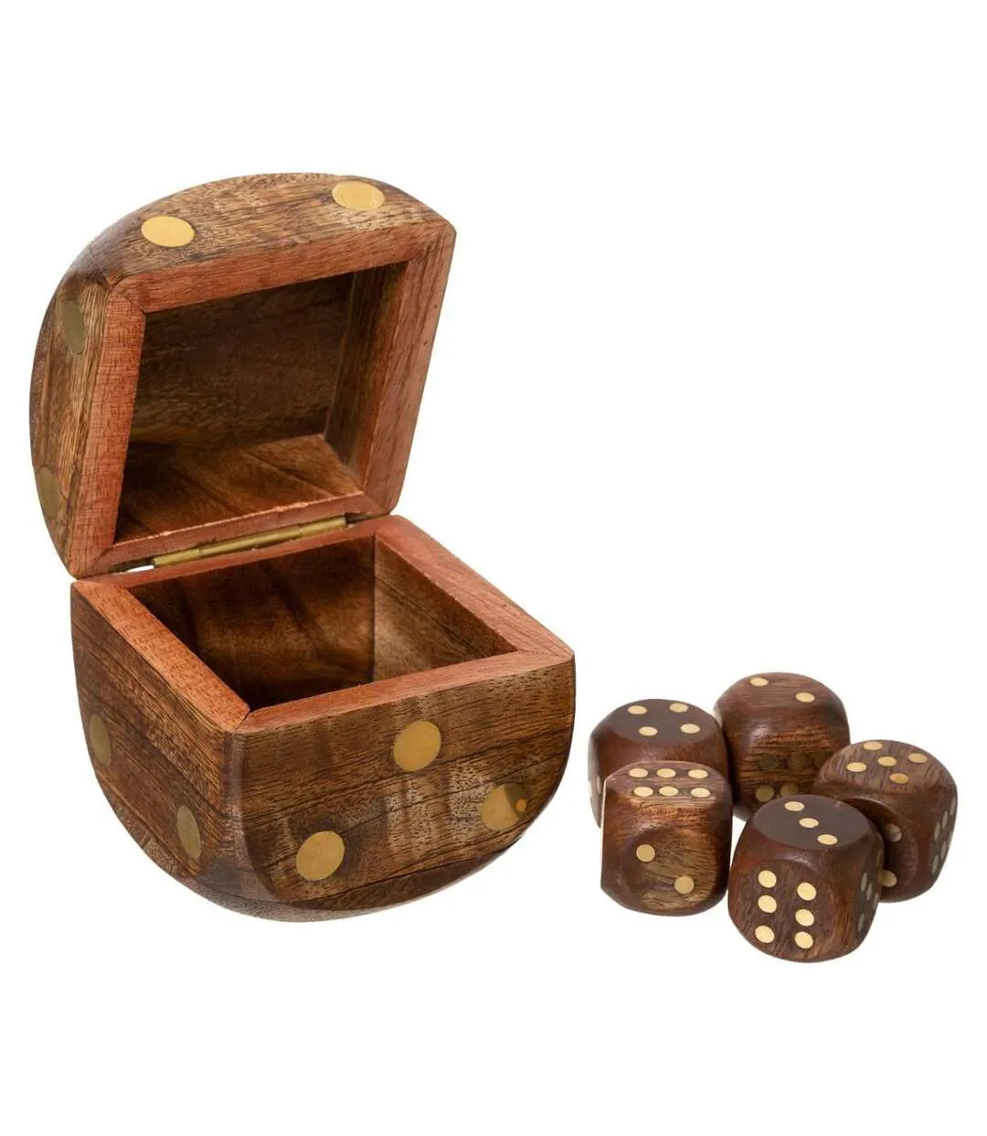 Jeu de Dés Déco Bois 6cm Marron-4