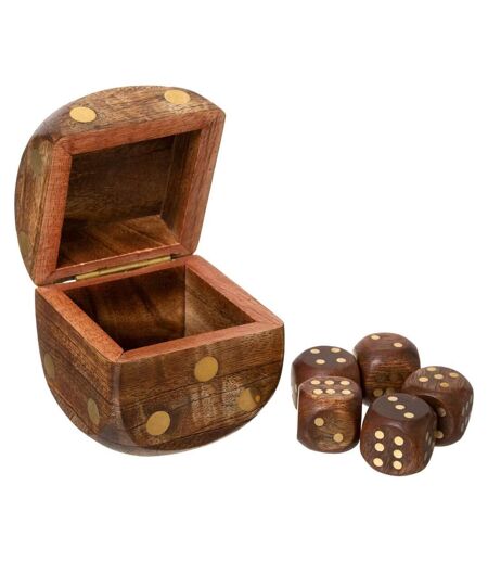 Jeu de Dés Déco Bois 6cm Marron