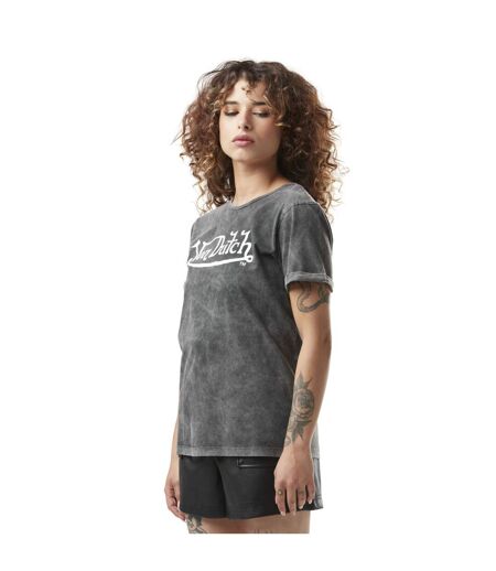 T-shirt femme col rond en acid wash avec logo en coton Kust Vondutch