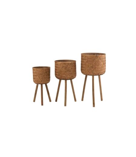 Lot de 3 Cache-Pots sur Pied Trépied 75cm Naturel