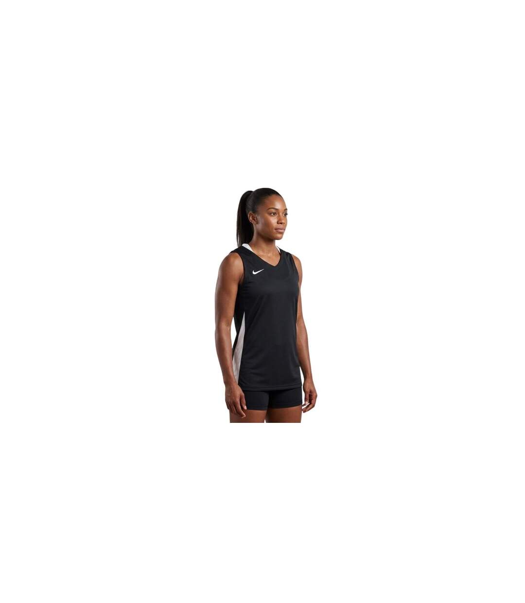 Maillot Sans Manches Motif/style Panneau Contrasté Femme Noir Blanc Nike-1