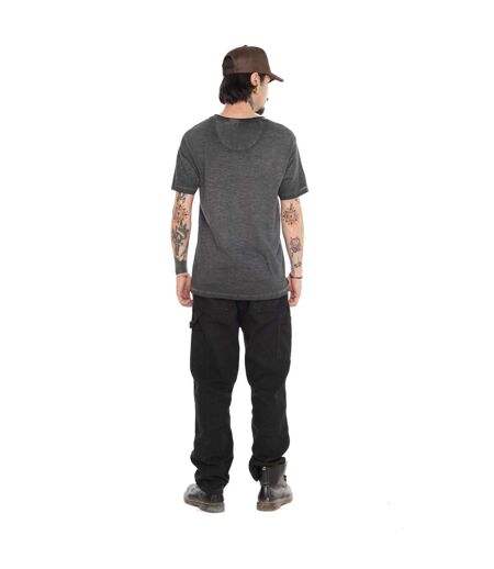 T-shirt homme regular col V en slub avec print devant Wolf Vondutch