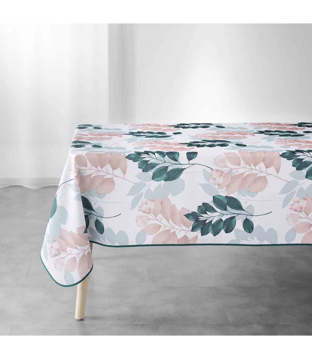 Nappe Imprimée Belline 150x240cm Blanc & Émeraude-1