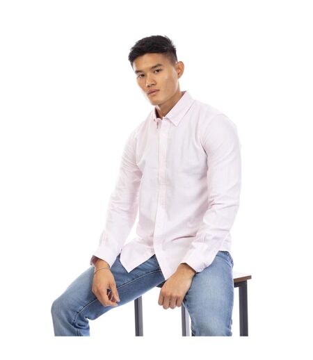 Chemise Manches Longues Motif/style Fines Rayures Homme Rose Blanc Peter Werth