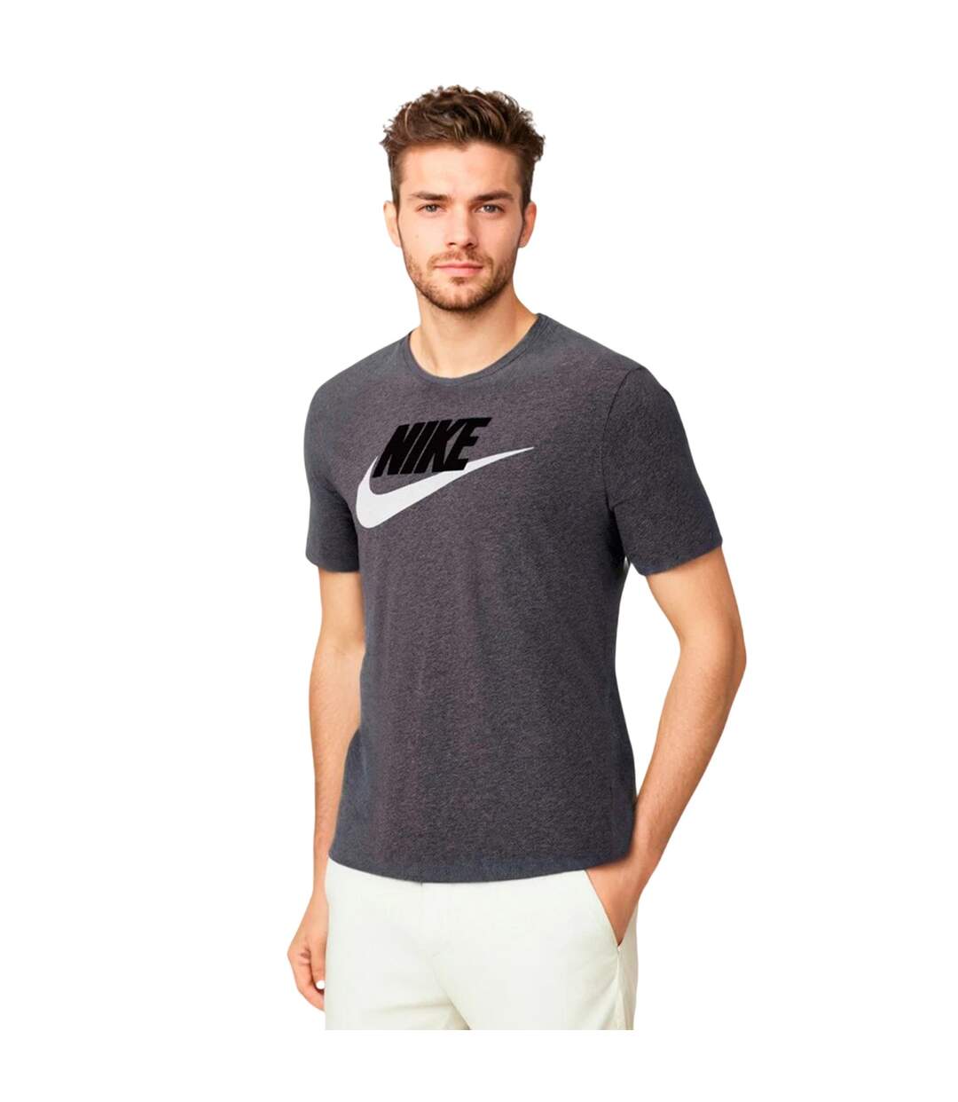 Mens Futura Chest Logo T-shirt Grey Black Nike-1