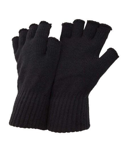 FLOSO Mens Winter Fingerless Gloves (Dark Grey)