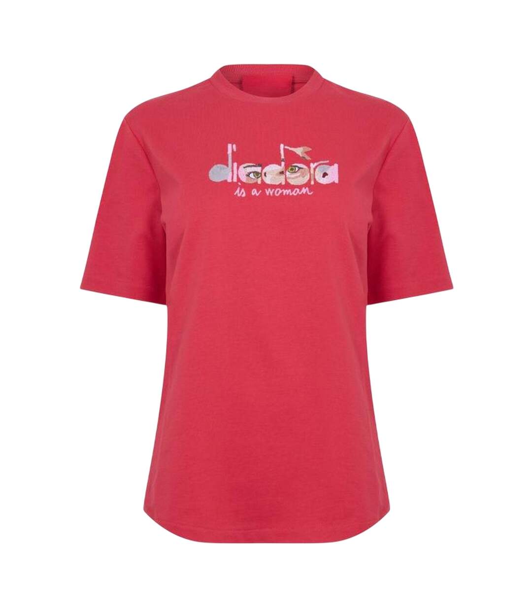 Womens/ladies Eye Crew Neck T-shirt Red Diadora-1
