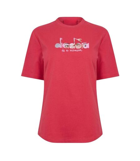 Womens/ladies Eye Crew Neck T-shirt Red Diadora