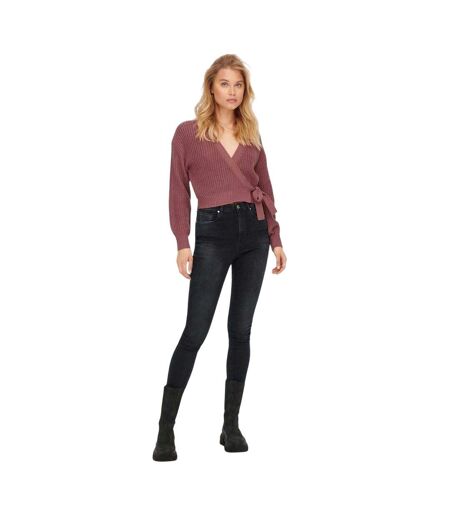 Womens/ladies Cropped V Neck Cardigan Rose Only