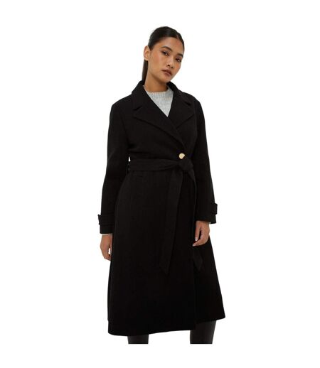 Womens/ladies longline belt petite coat black Dorothy Perkins