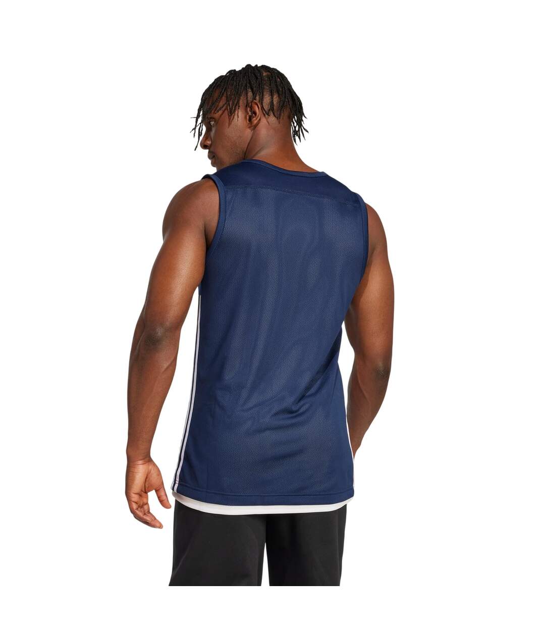 Mens Speed Reversible Sleeveless Basketball Jersey Collegiate Navy White Adidas-3