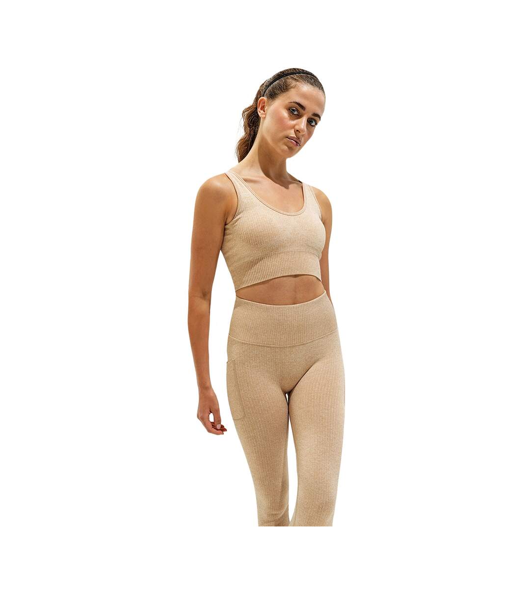 Soutien-gorge multisport femme beige chiné TriDri