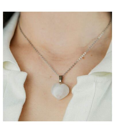 White Amazonite Green Rose Quartz Crystal Heart Shape Pendant Necklace