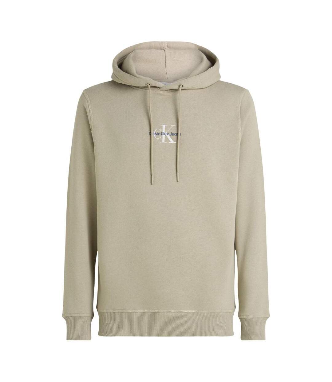 Sweat à capuche beige homme calvin klein monologo - l-3