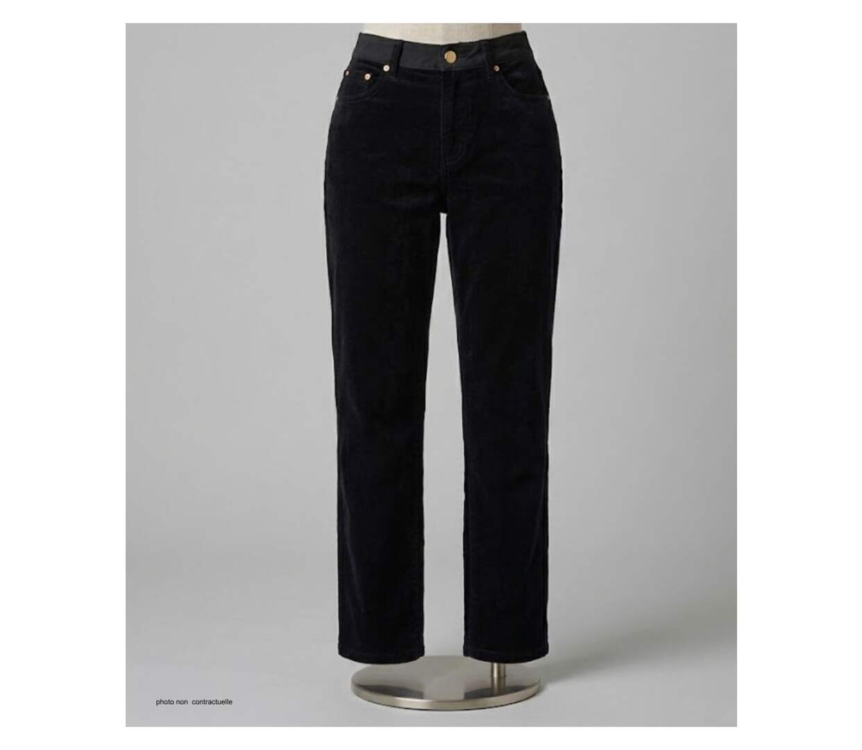 MAYFLOWER DORURE1N : Pantalon velours noir pour femme – Douceur, élégance & taille élastique-3